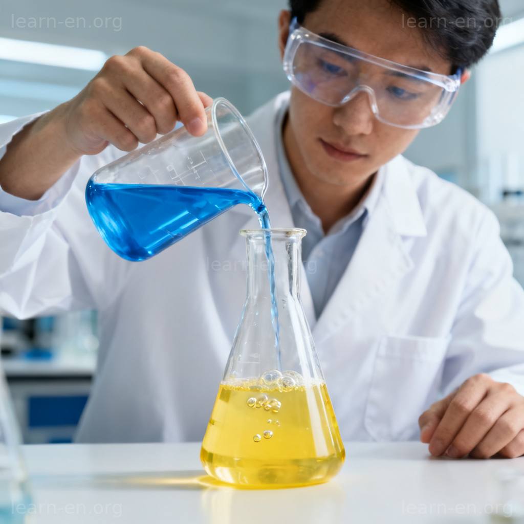 compound 合成含义图解：实验室中混合化学液体