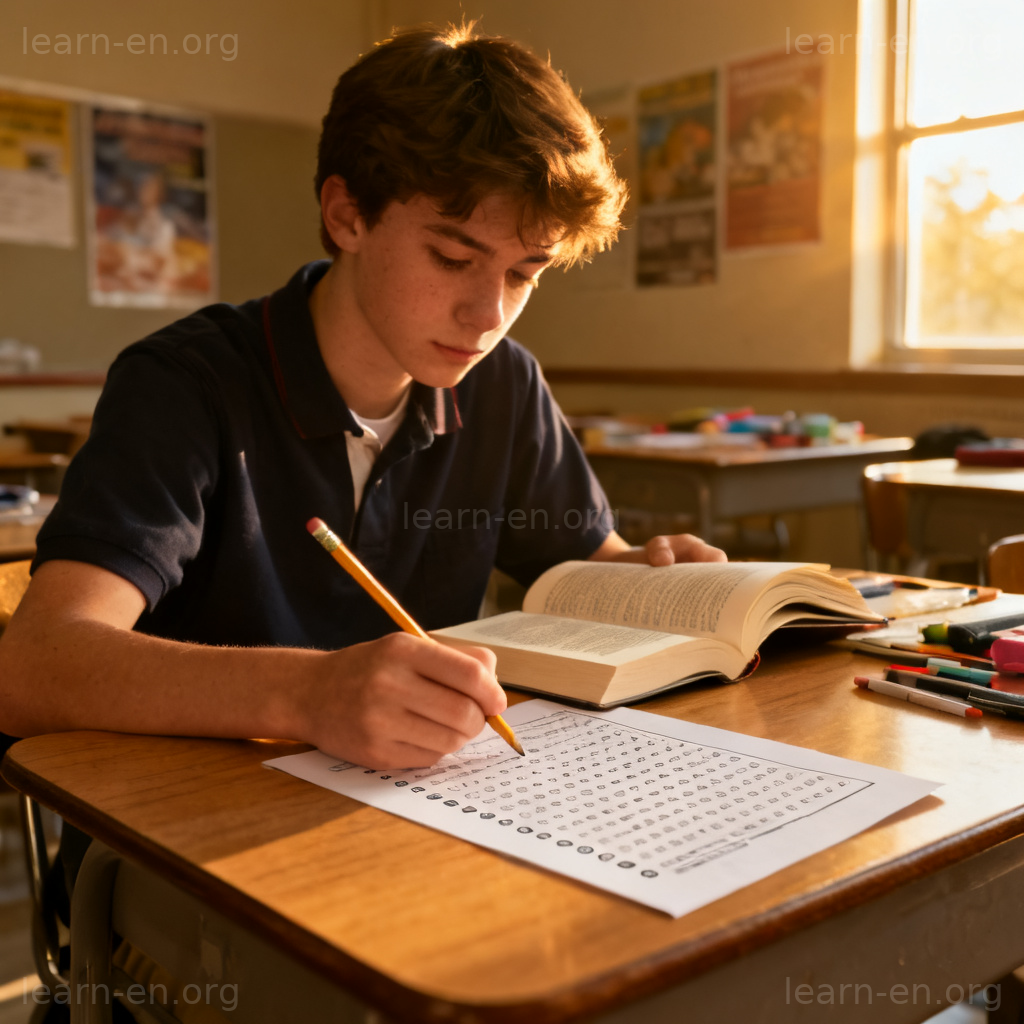 comprehension 阅读理解场景图解：学生在教室答题