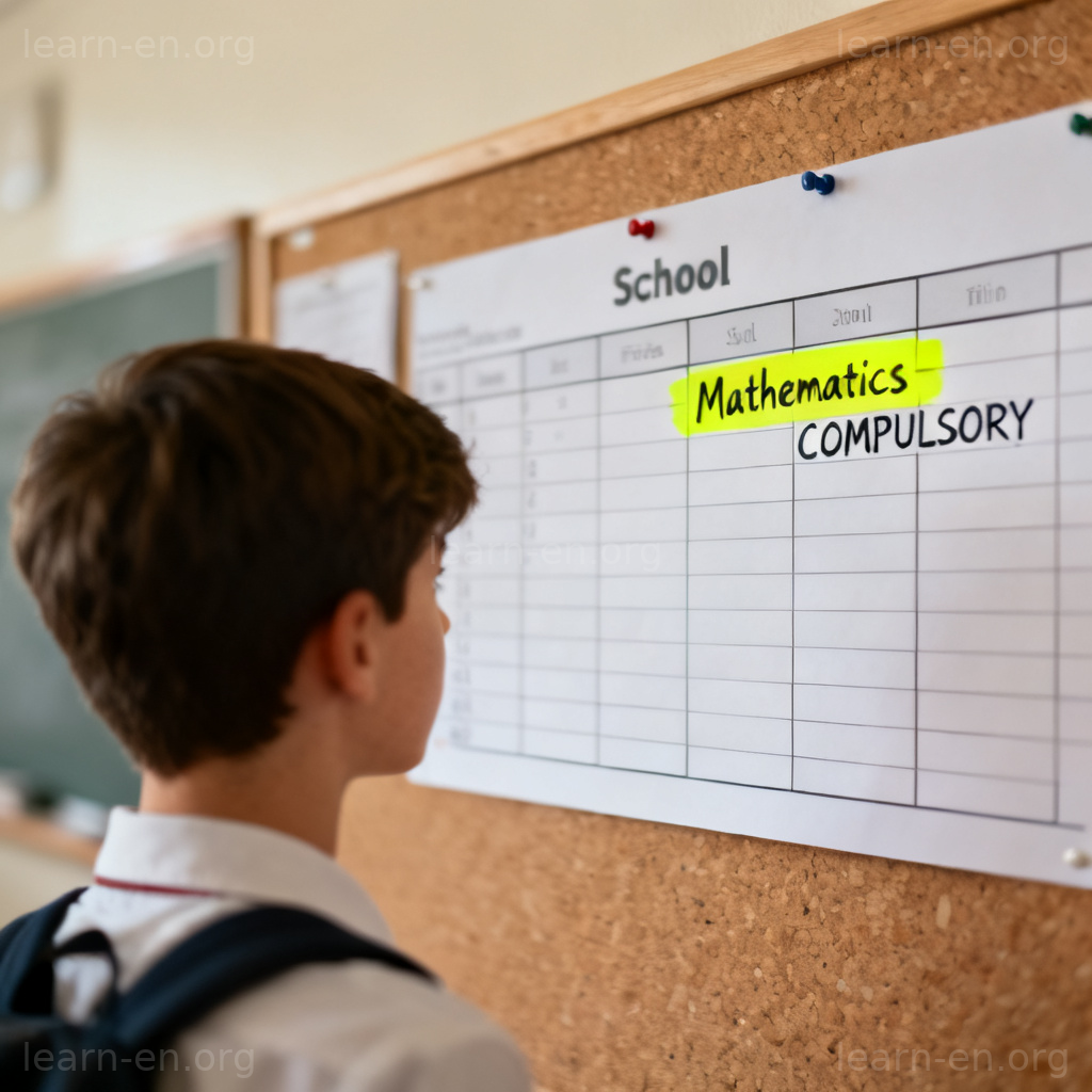 compulsory 必修含义图解：课程表上被高亮标记的数学必修课