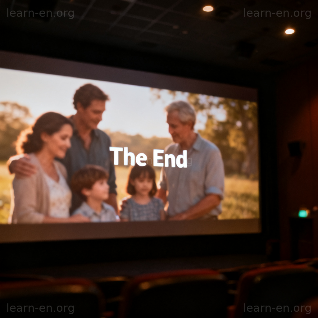 conclusion 结尾含义图解：电影屏幕上显示 The End 的结尾画面