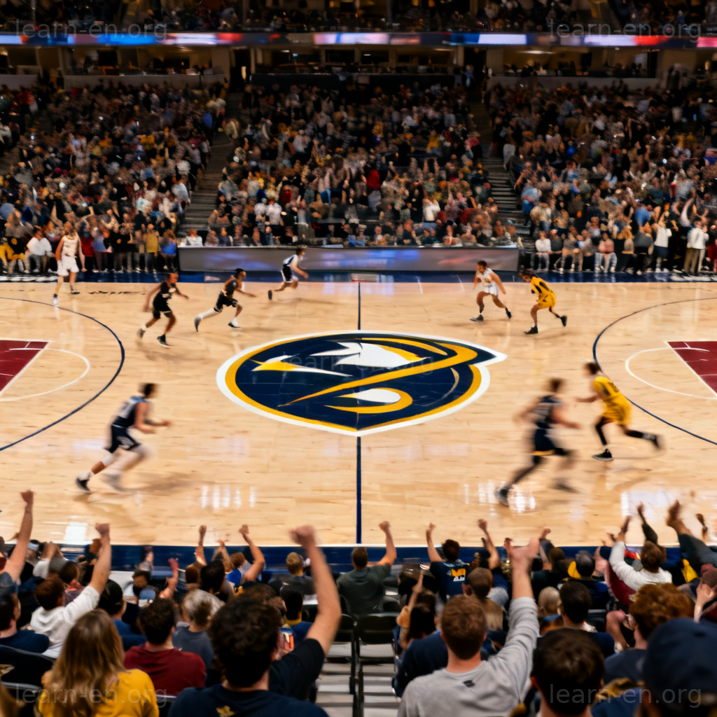 conference 体育联盟场景图解：NBA篮球比赛中场联盟标识特写