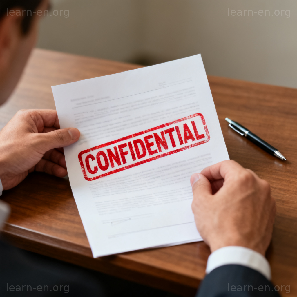 confidential 机密含义图解：盖有红色机密印章的文件