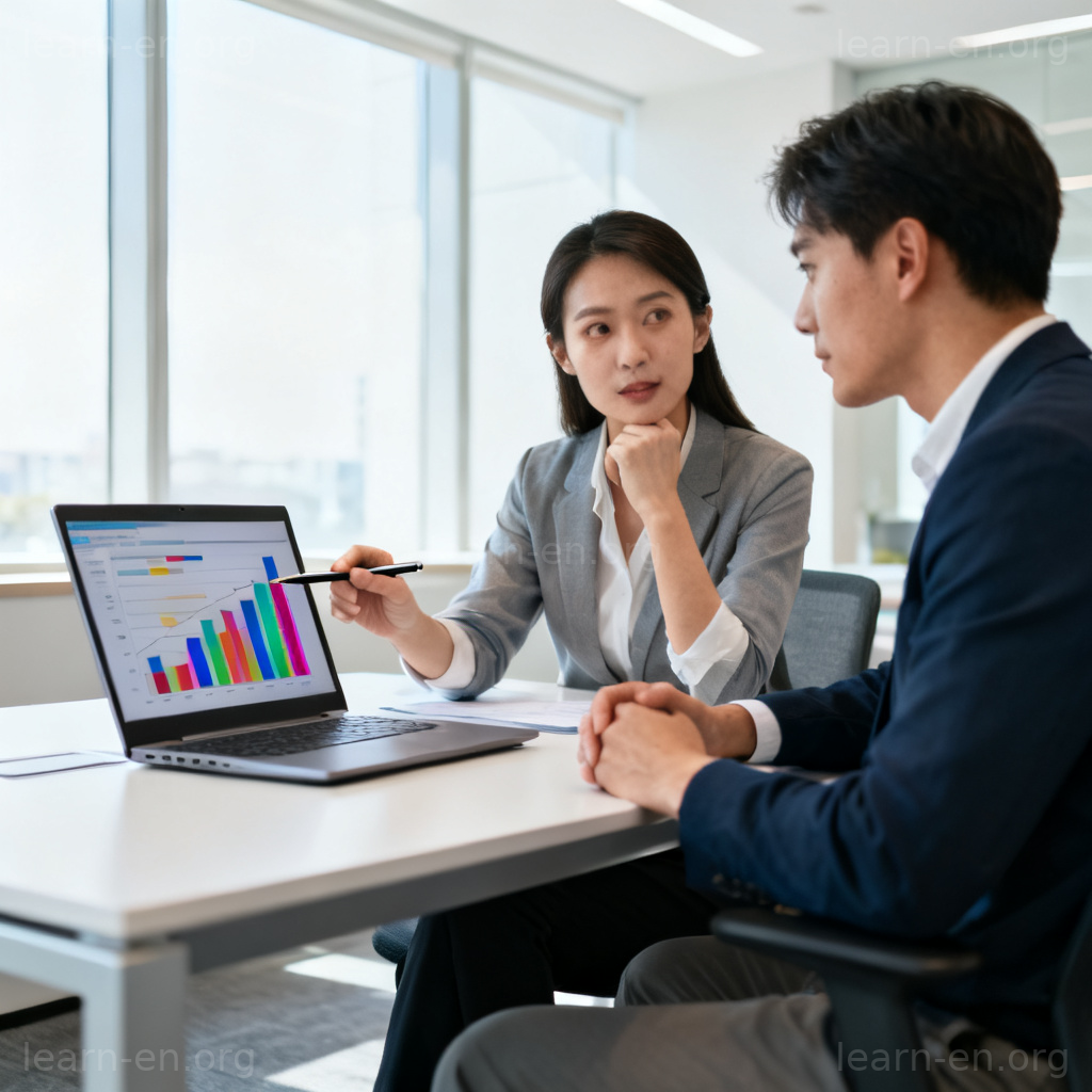 consultant 顾问图解：商务顾问与客户在办公室讨论数据图表