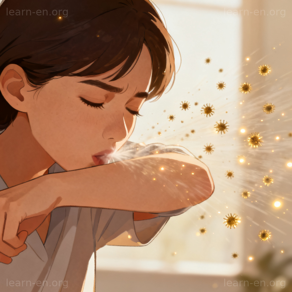 contagious 传染含义图解：打喷嚏时飞沫传播病菌