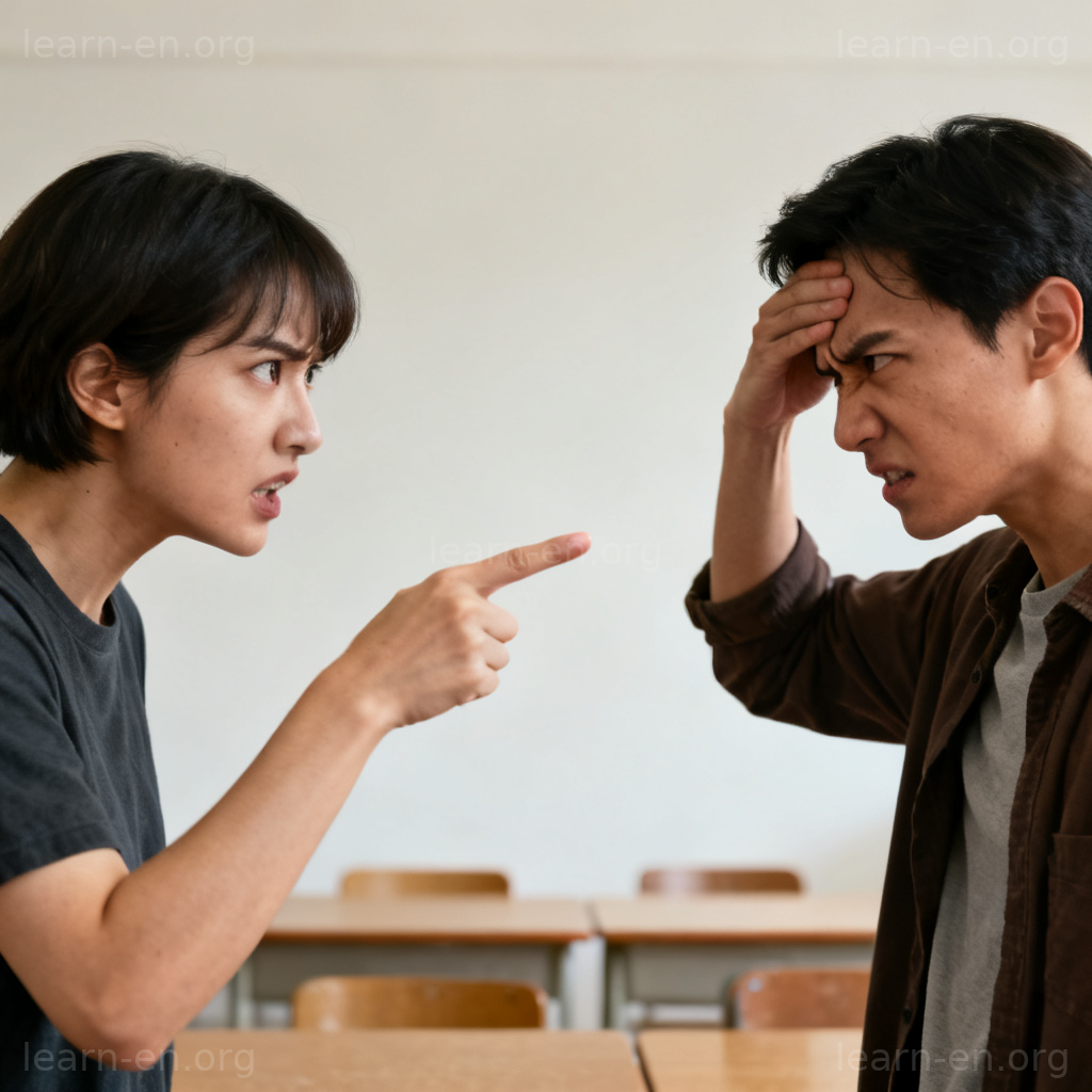 controversy 争议场景图解：两人激烈争论的肢体语言