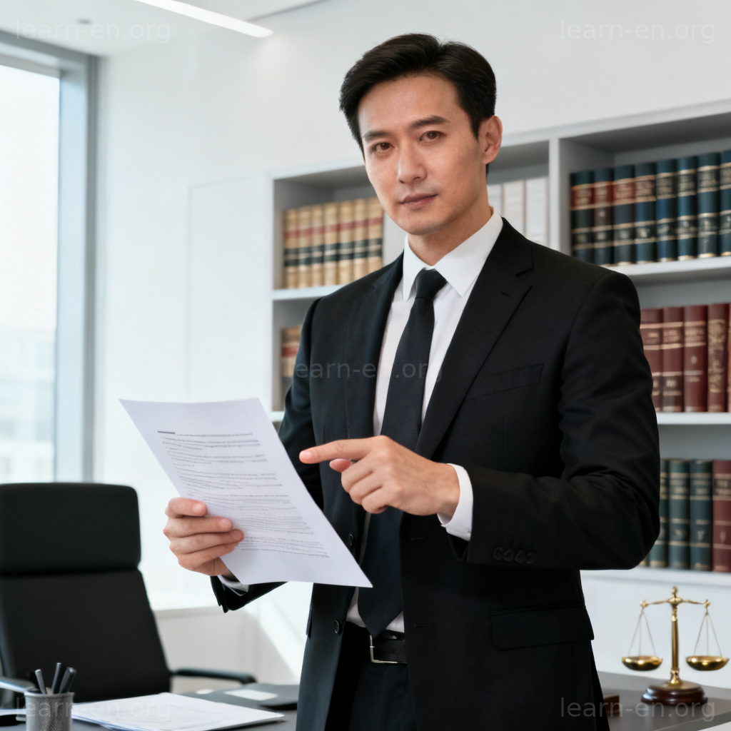 counsel 律师含义图解：专业律师在办公室分析法律文件的场景