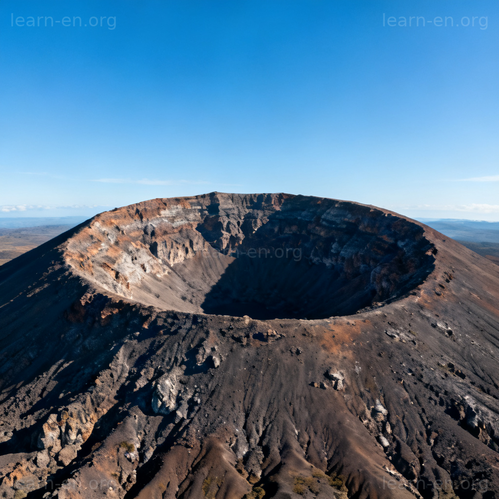 crater火山口图解：休眠火山顶部的碗状深坑