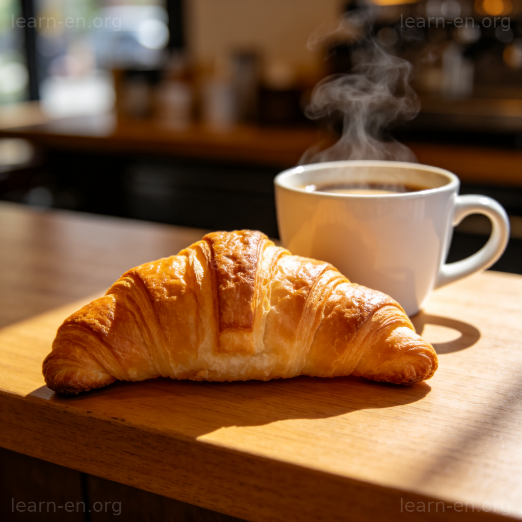 Croissant 可颂面包图解：金黄酥脆的月牙形糕点搭配咖啡
