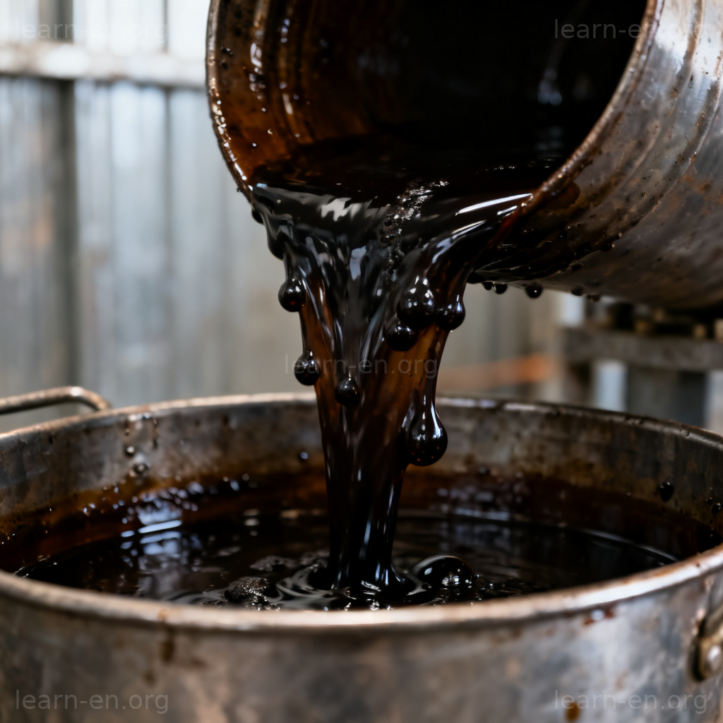 crude 粗糙含义图解：展示未提炼原油的原始粘稠质感