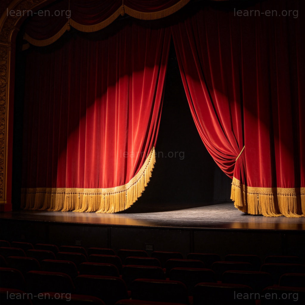 curtain 帷幕图解：剧院深红色天鹅绒舞台幕布场景