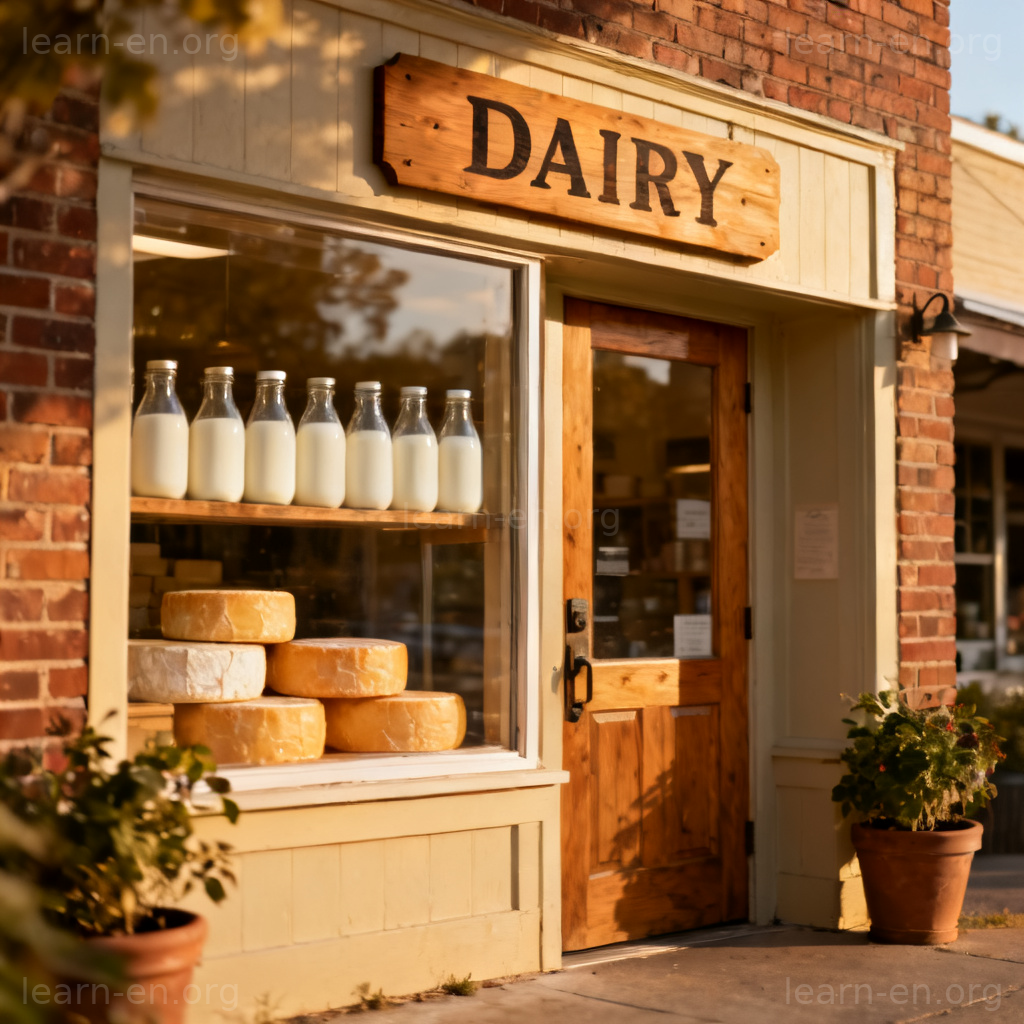 dairy 乳品店图解：温馨小镇上的乳制品专卖店外观