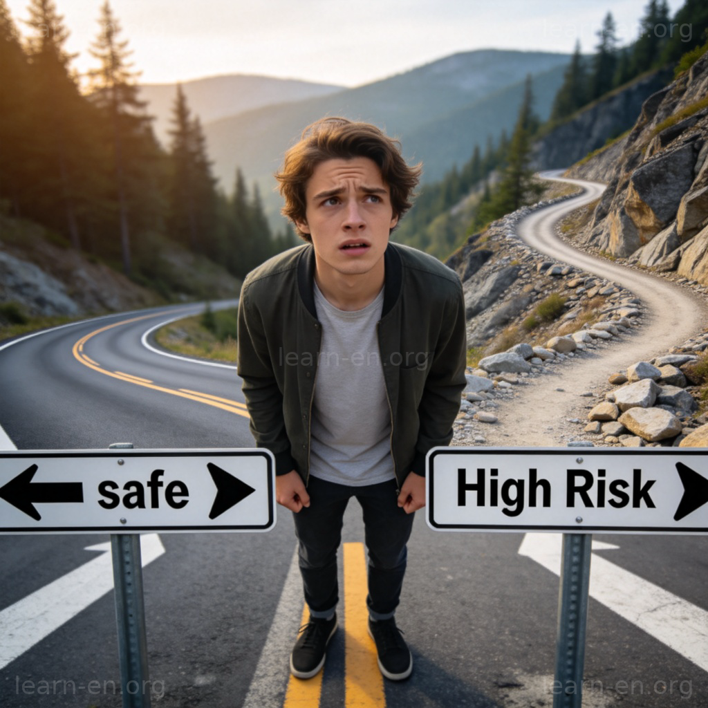 dangerous 有风险含义图解：面临高风险选择的十字路口