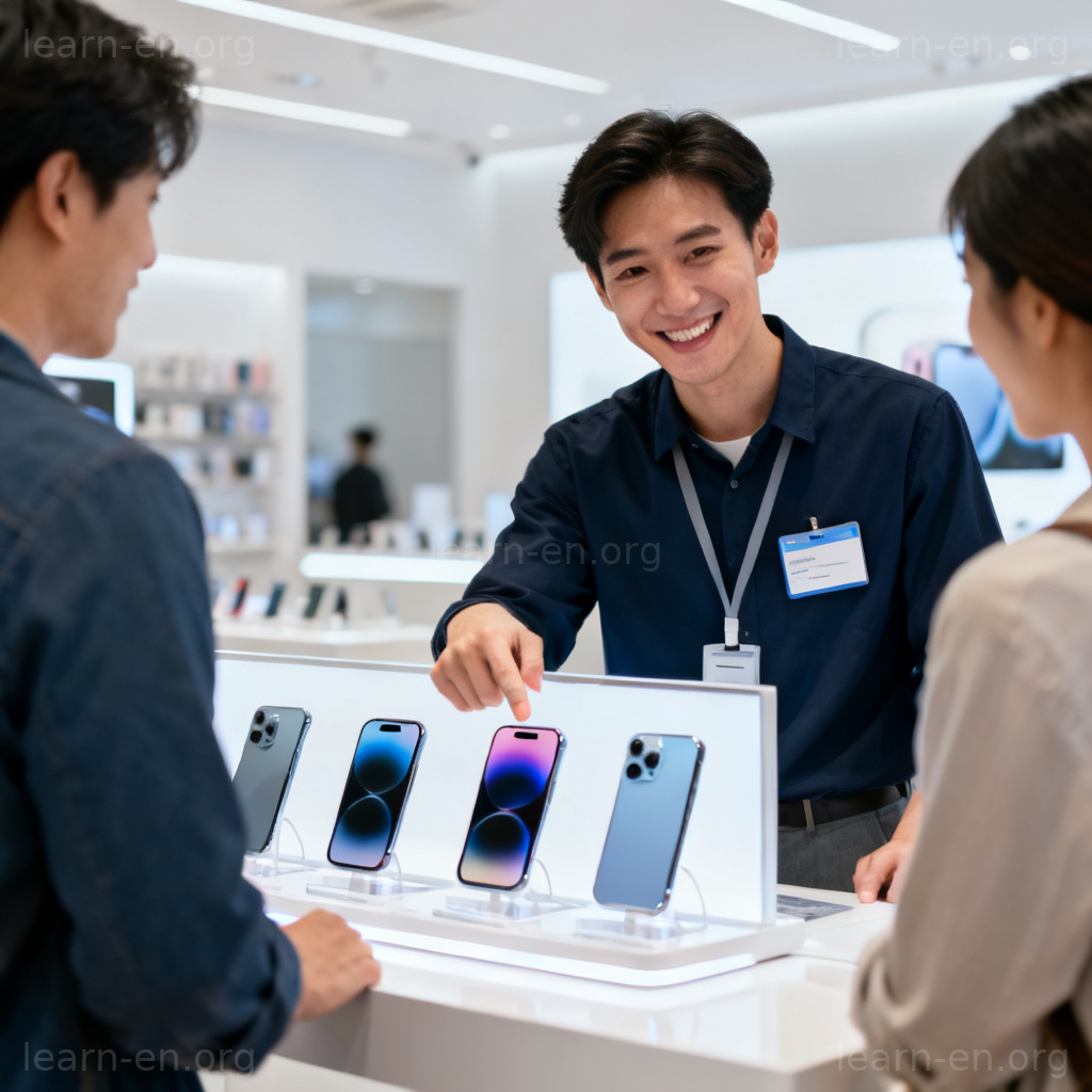 dealer 经销商场景图解：销售人员展示智能手机