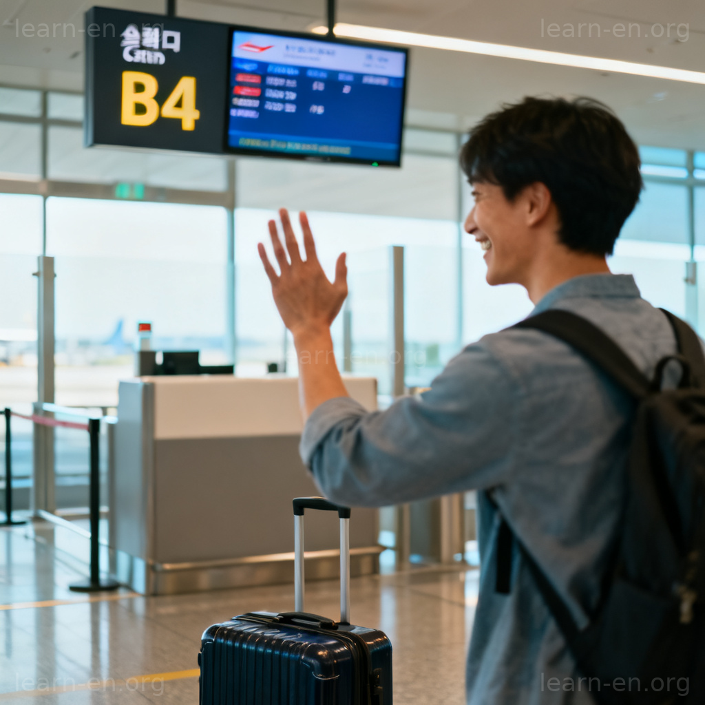 depart 离开含义图解：机场告别场景