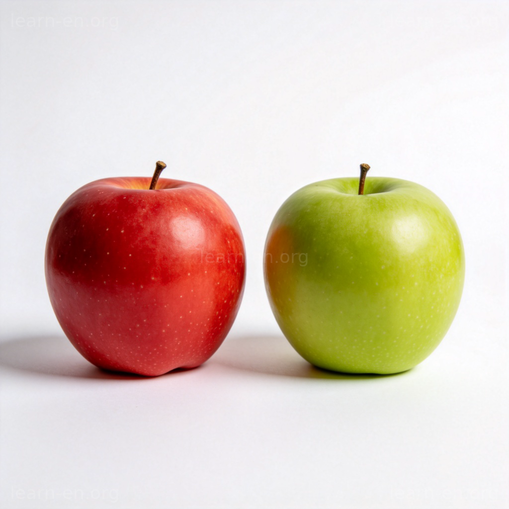 difference 差异图解：红苹果与绿苹果的对比