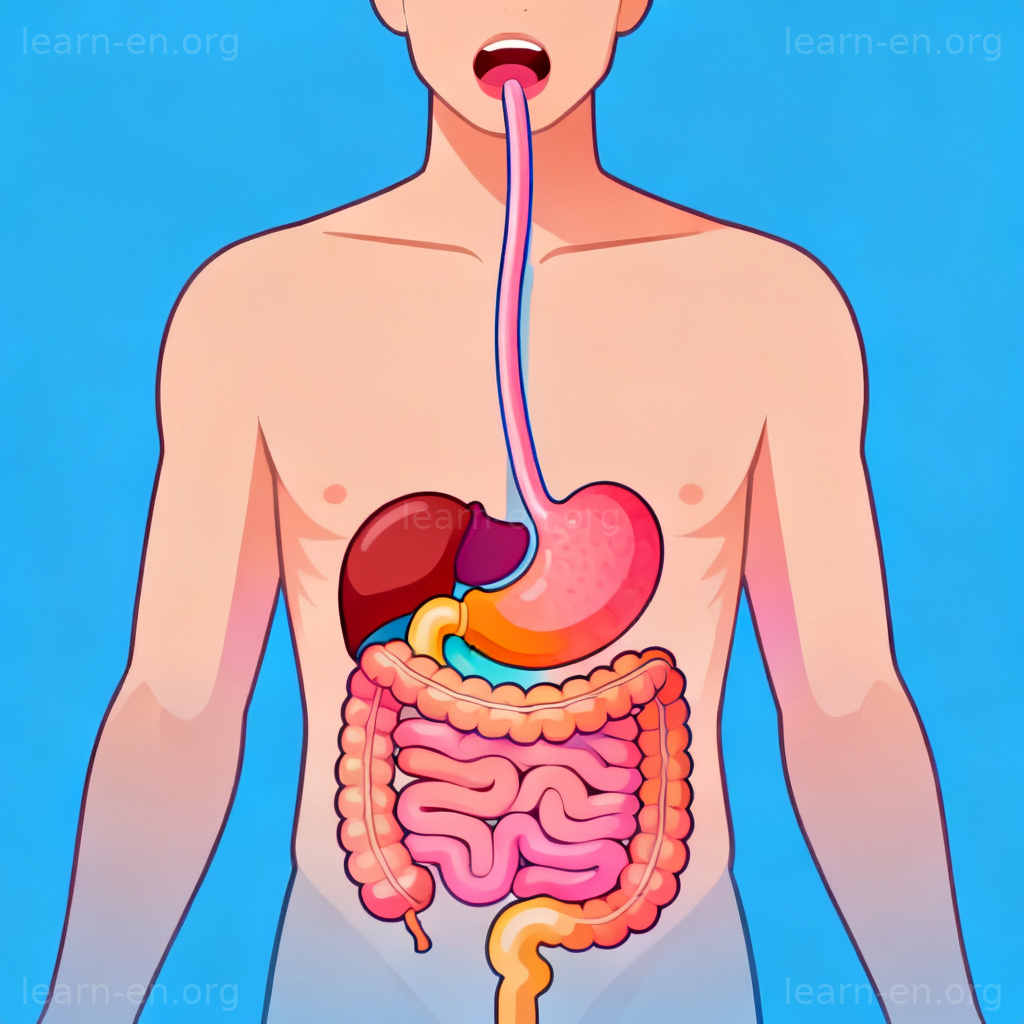 digestive 图解：人体消化系统彩色示意图