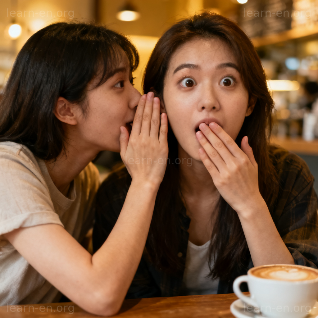 disclose 透露含义图解：好友咖啡馆分享秘密场景