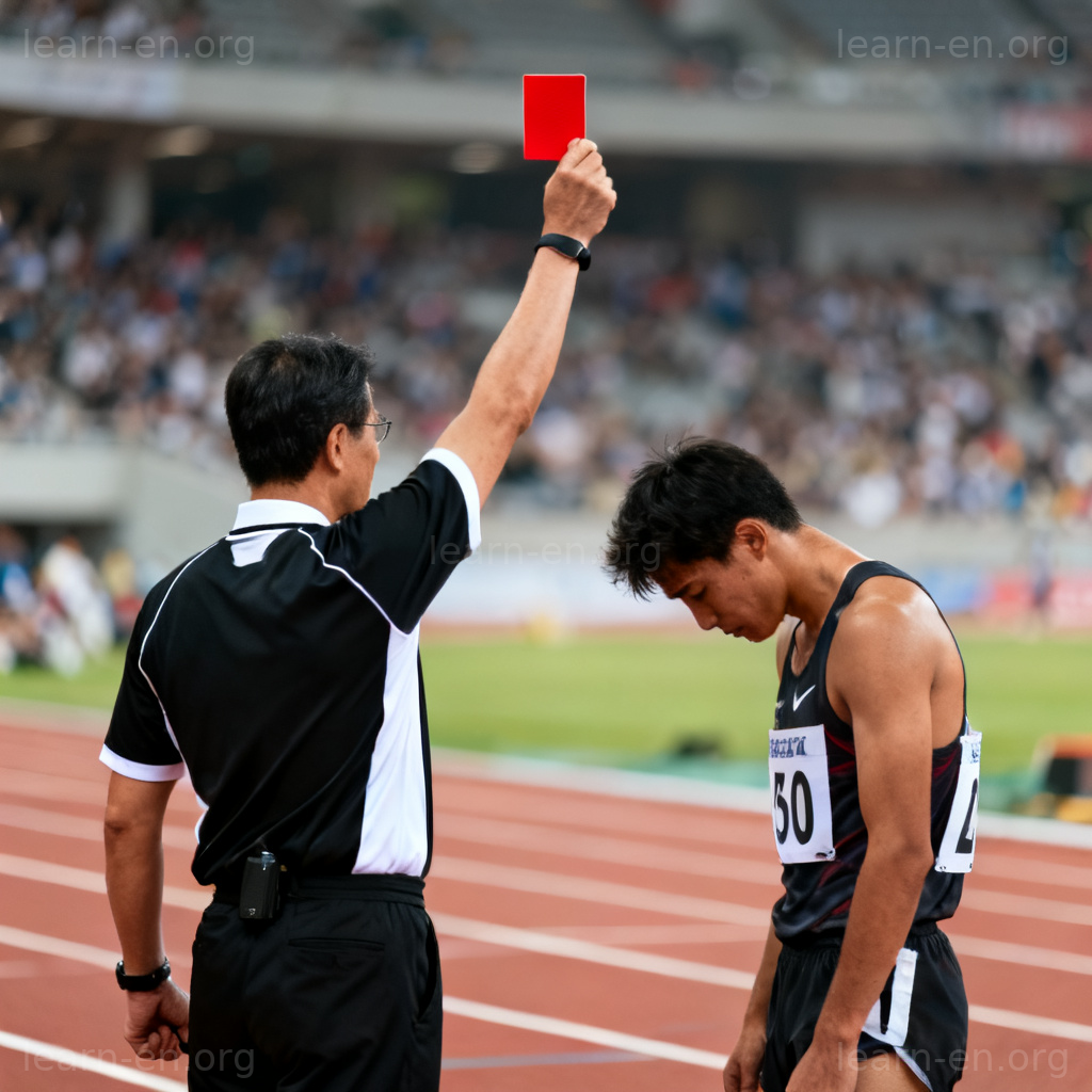 disqualify 取消资格场景图解：裁判出示红牌