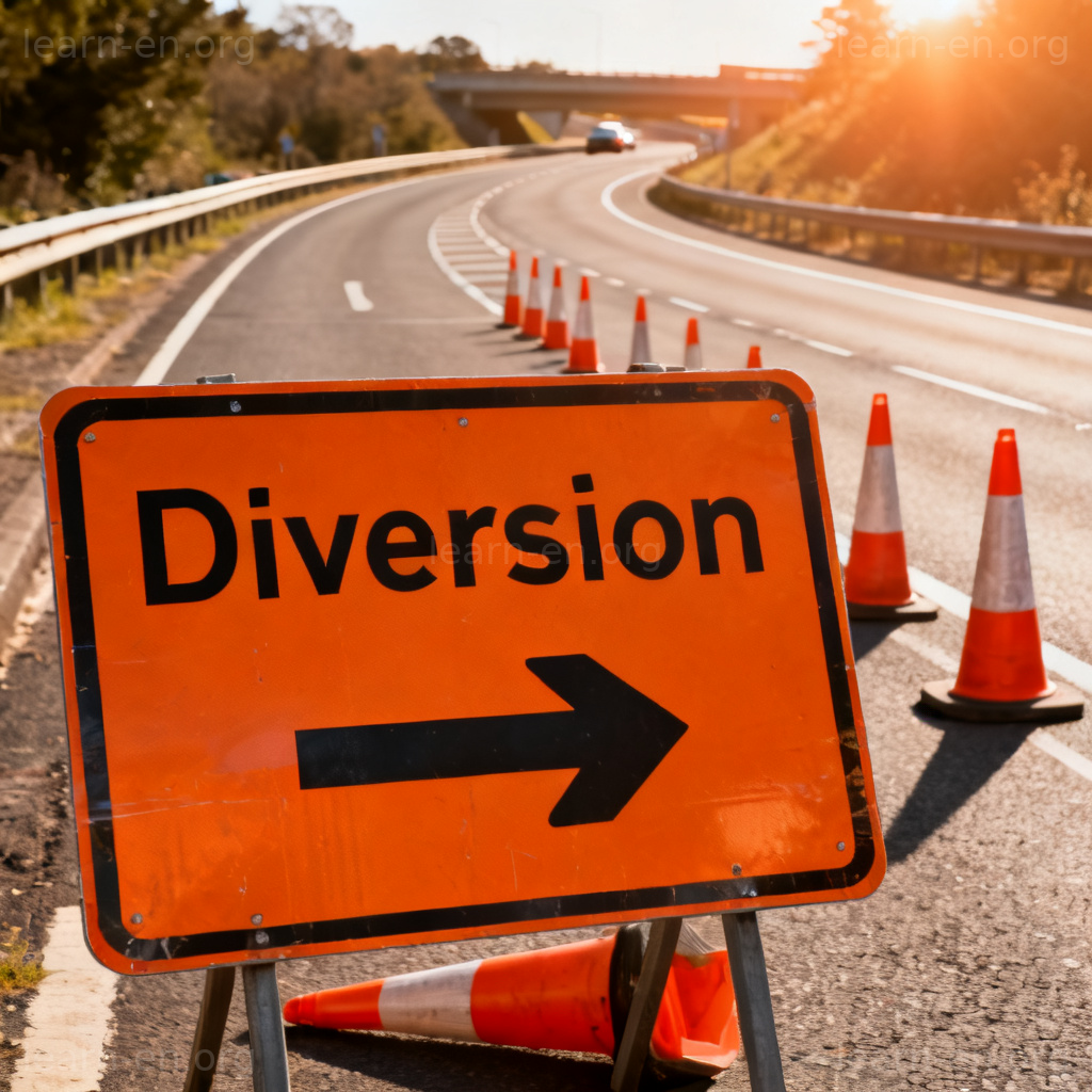 divert 含义图解：道路改道标志示意使转向