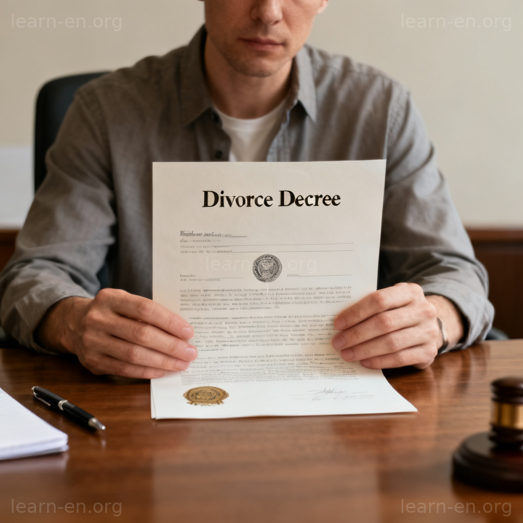 divorce 名词图解：最终离婚判决书文件特写
