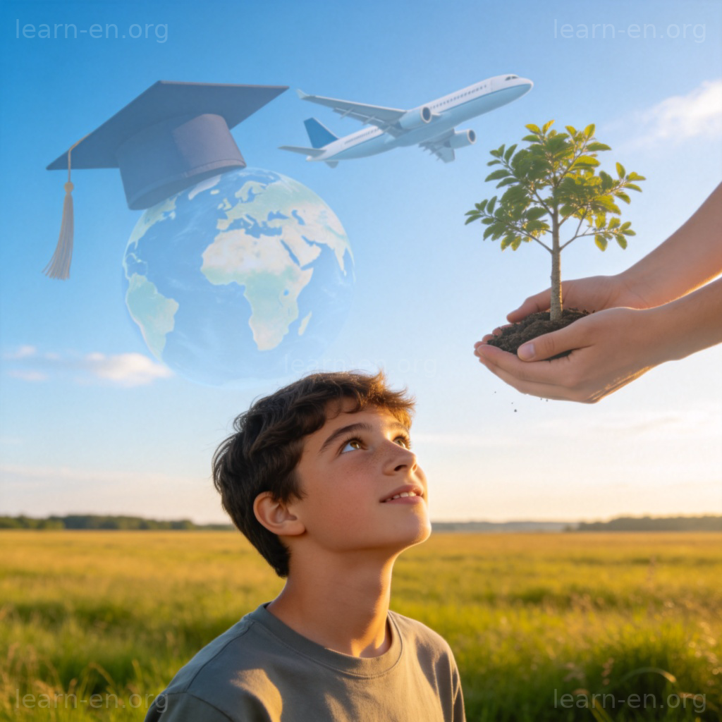 Dream 梦想图解：仰望天空的年轻人与未来愿景蒙太奇