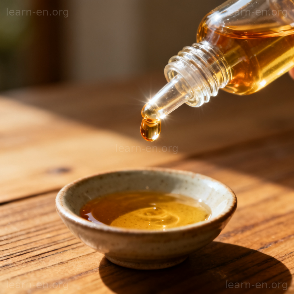 essence 精华含义图解：滴落香草精的玻璃滴管特写