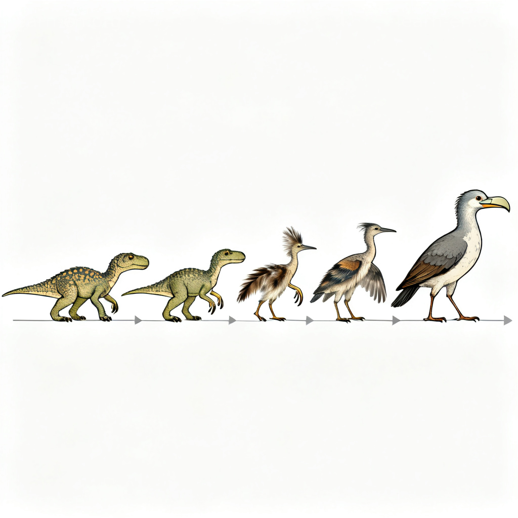 evolution 生物进化图解：恐龙到鸟类的渐变过程