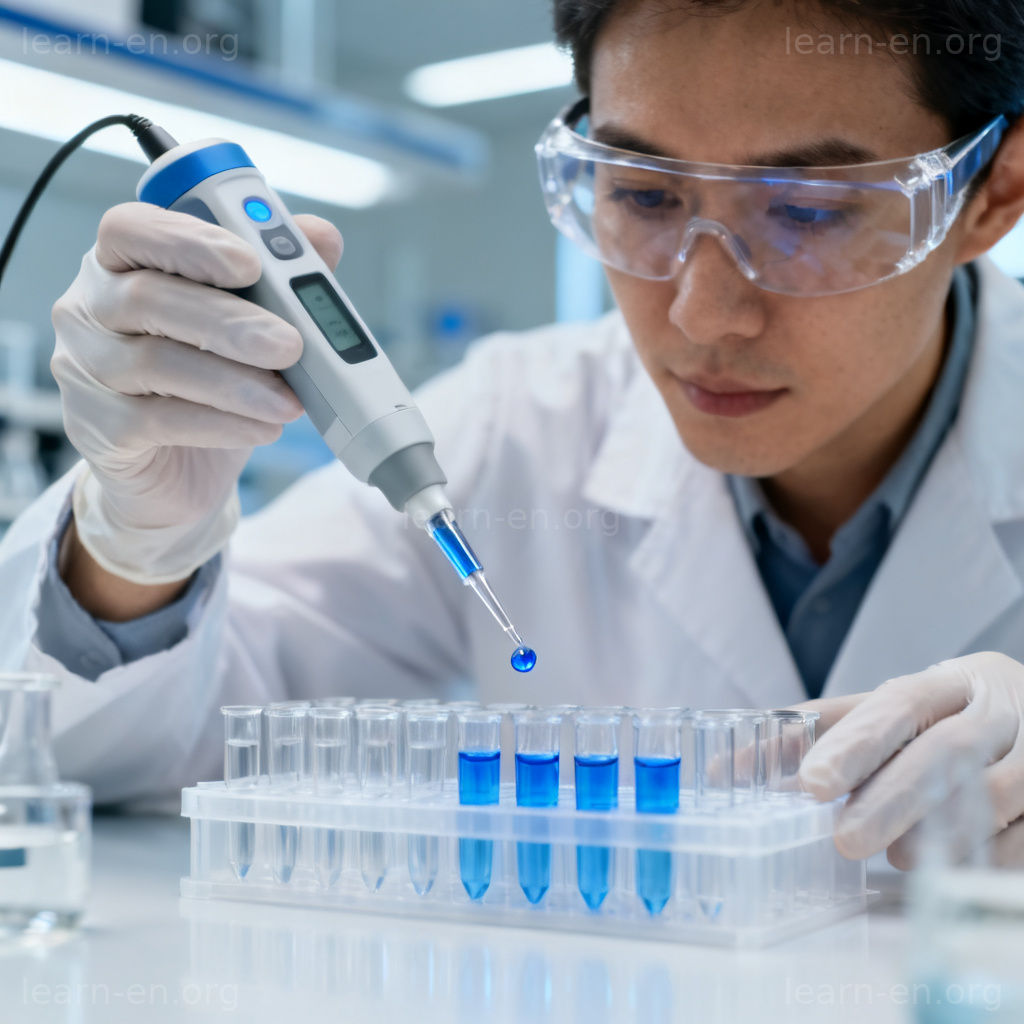 exact 精确含义图解：科学家用移液器精准滴入液体
