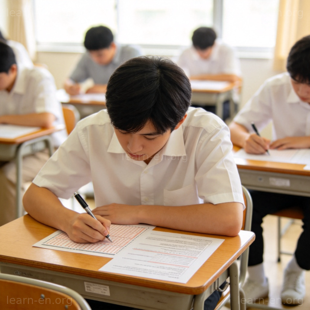 exam 考试场景图解：学生在教室认真答题
