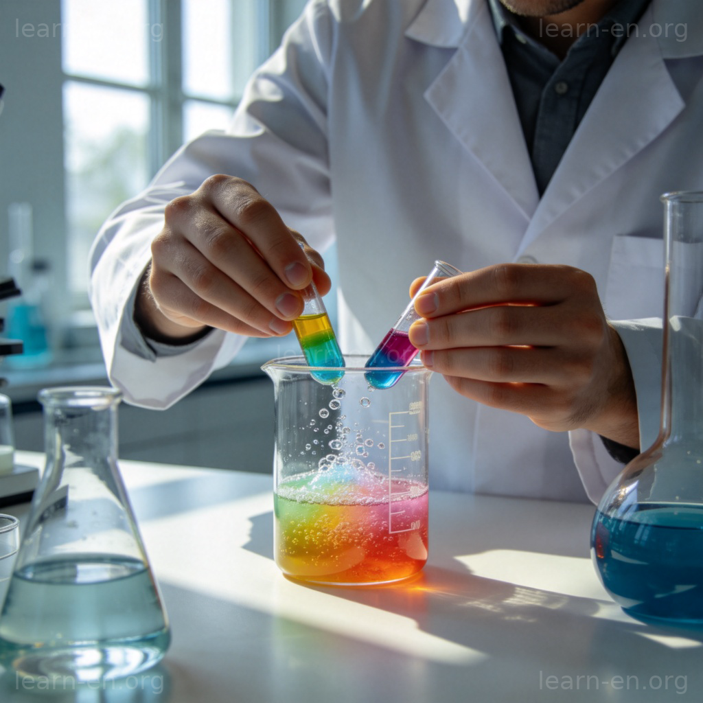 experimental 含义图解：科学家在实验室进行化学实验