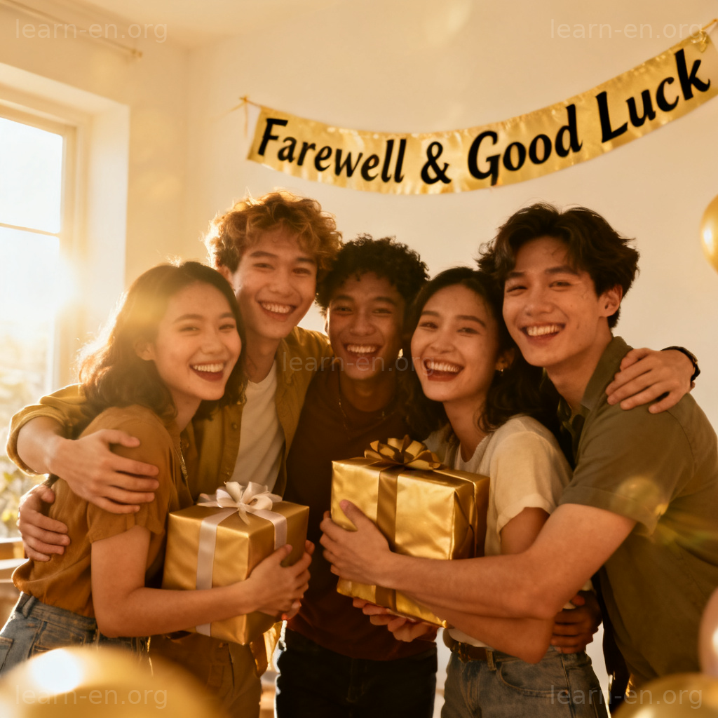 farewell party 告别派对场景图解：朋友拥抱告别