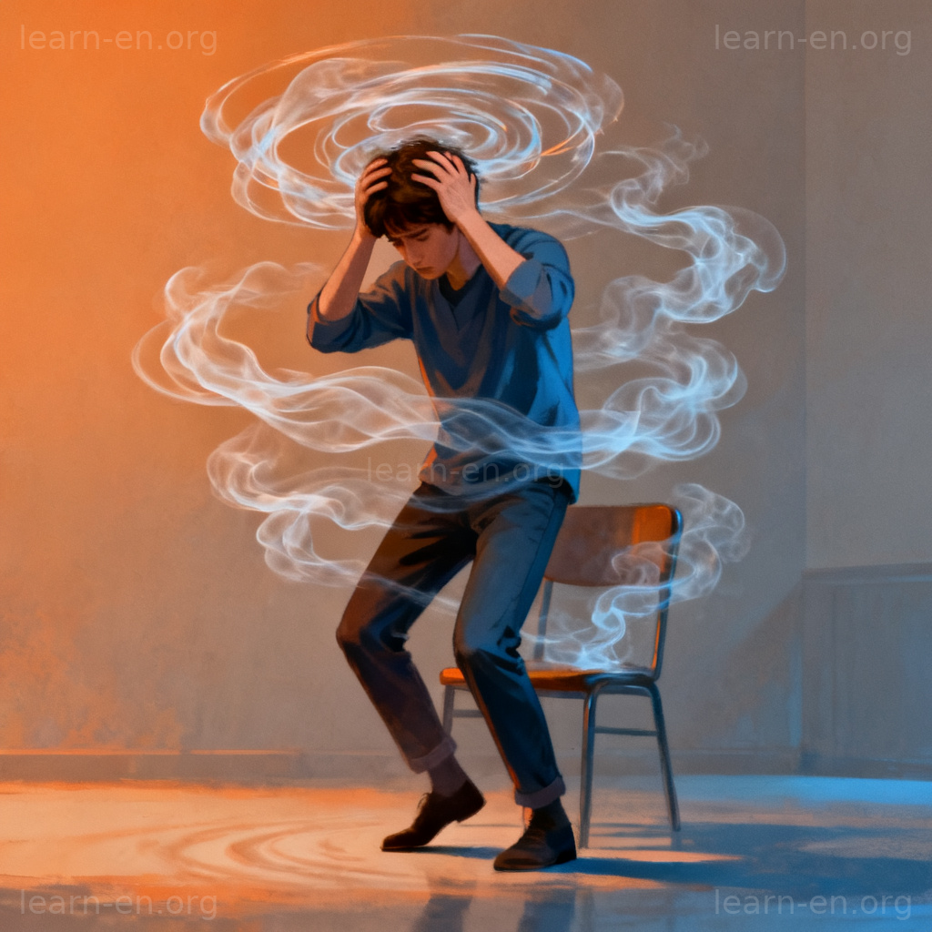 feel dizzy 图解：人从椅子上站起后感到头晕、站立不稳的场景