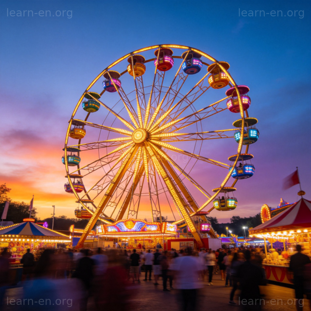 Ferris Wheel 摩天轮图解：游乐场中巨大彩色转轮夜景