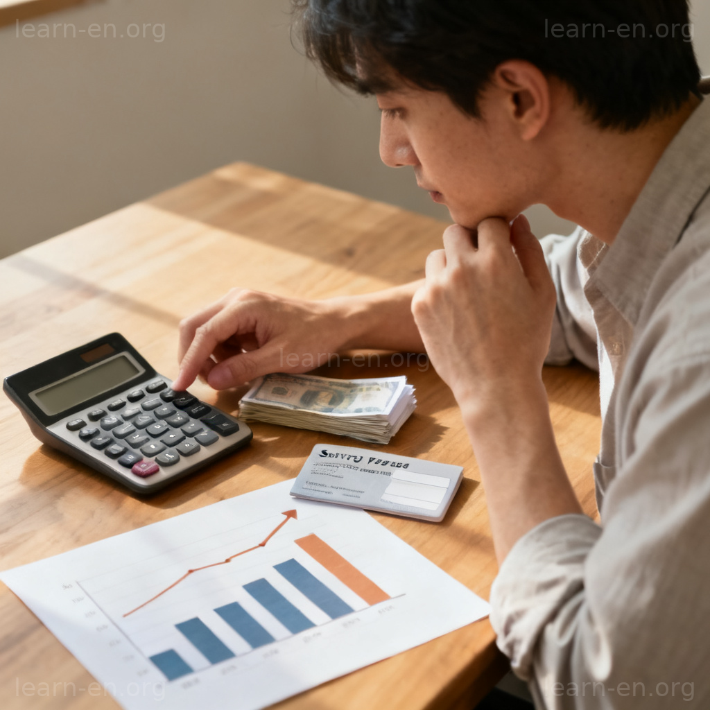 financial 财务场景图解：办公桌计算器与图表