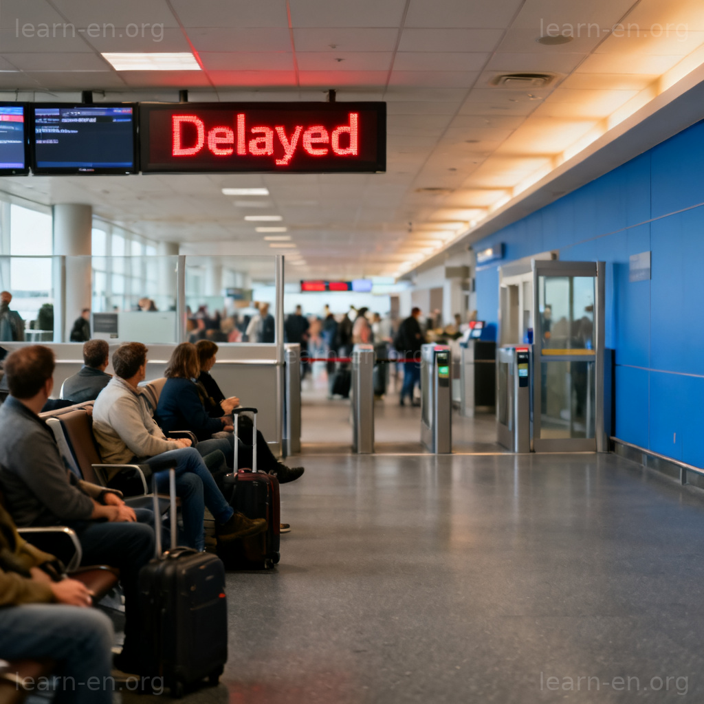 flight delay 场景图解：机场屏幕显示延误信息