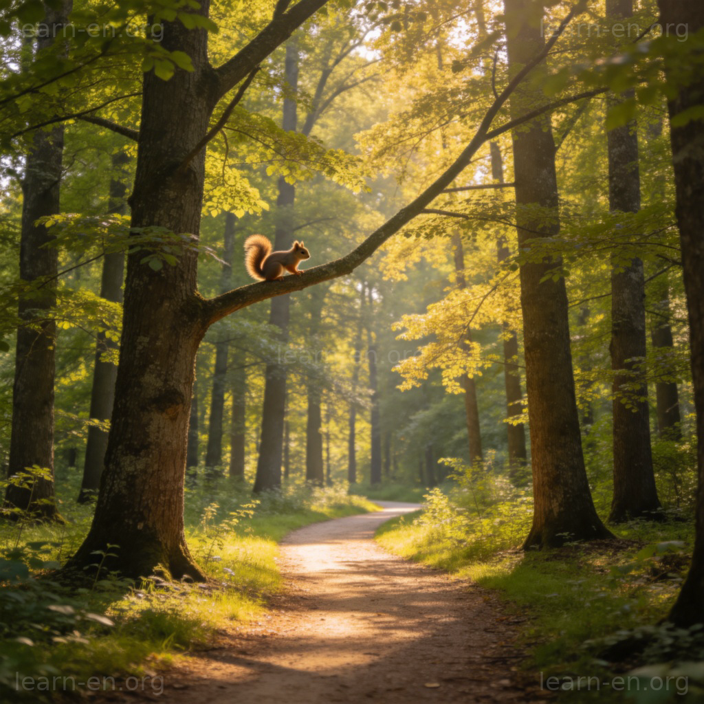 forest 森林场景图解：阳光下的广阔温带森林