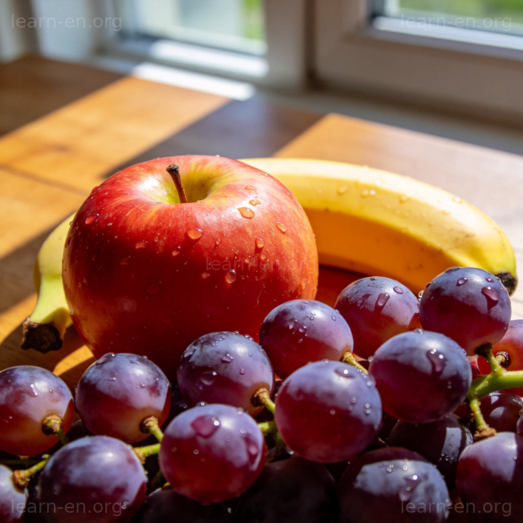 fruit 水果含义图解：新鲜苹果香蕉葡萄特写