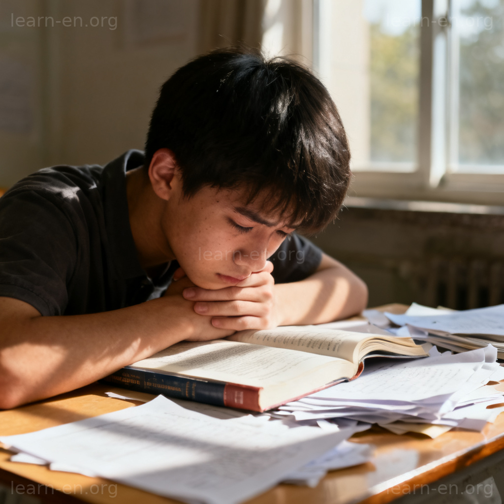 frustrate 含义图解：学生因学习受挫而懊恼的场景