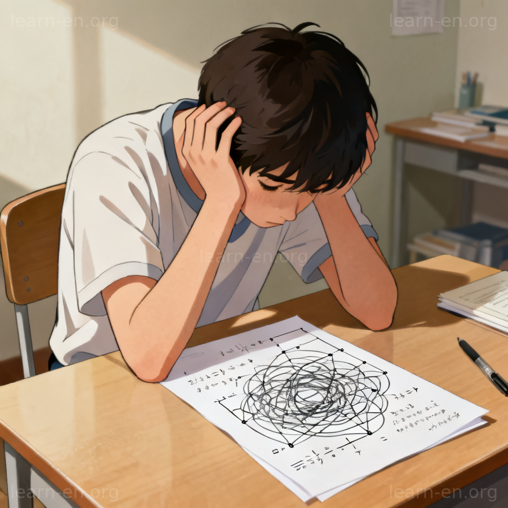 frustration 挫败感图解：年轻人面对难题时的无力与疲惫场景