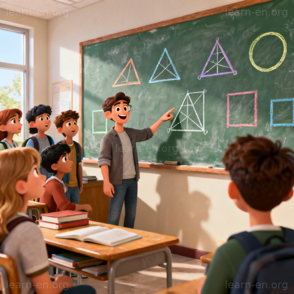 geometry 几何学图解：教室黑板上的三角形圆形等图形