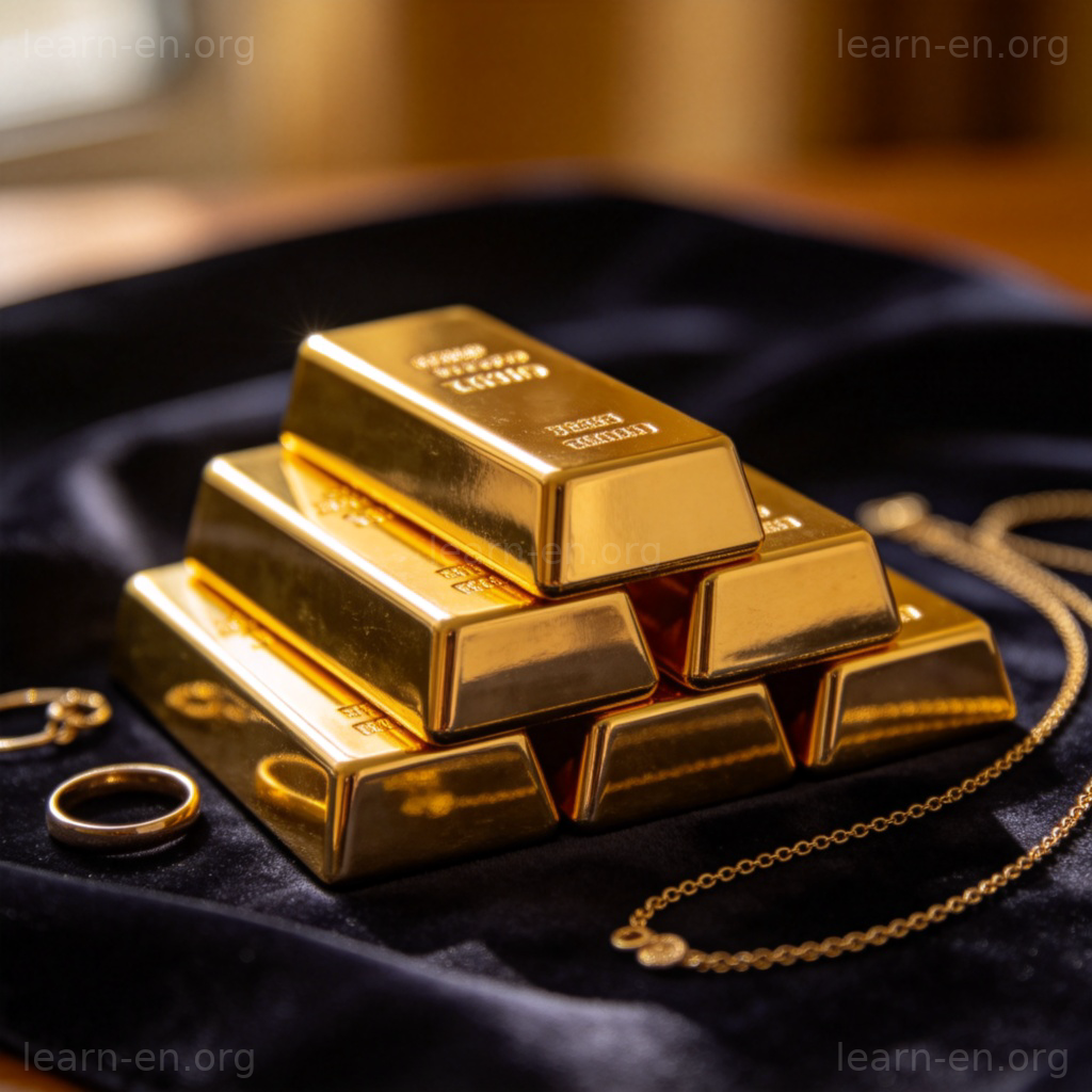 Gold 黄金含义图解：丝绒布上的闪亮金手镯