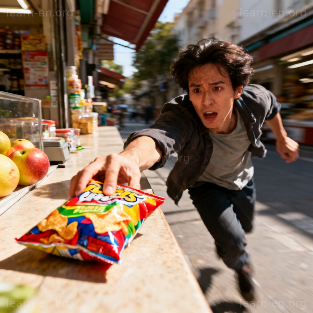 grab a snack 场景图解：匆忙伸手拿零食