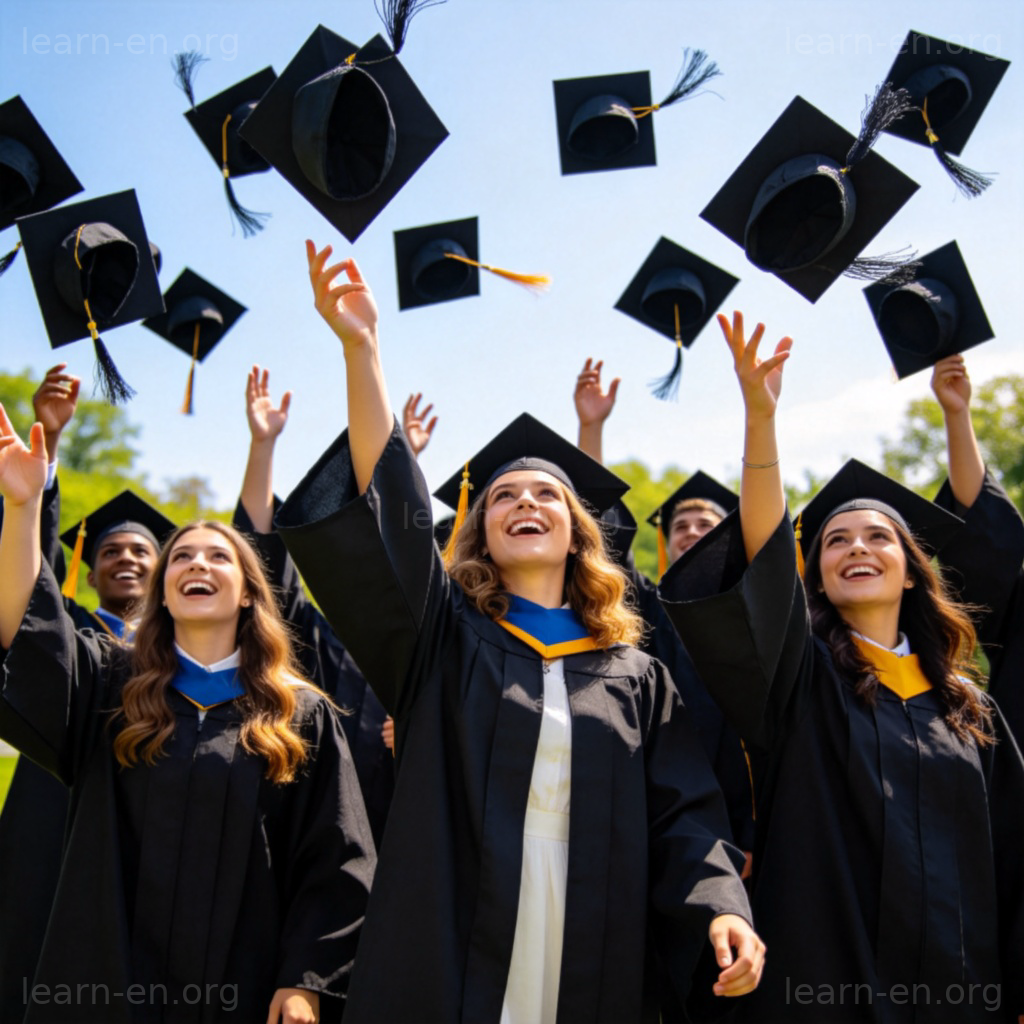 Graduation Photo 毕业照图解：一群毕业生抛帽庆祝场景