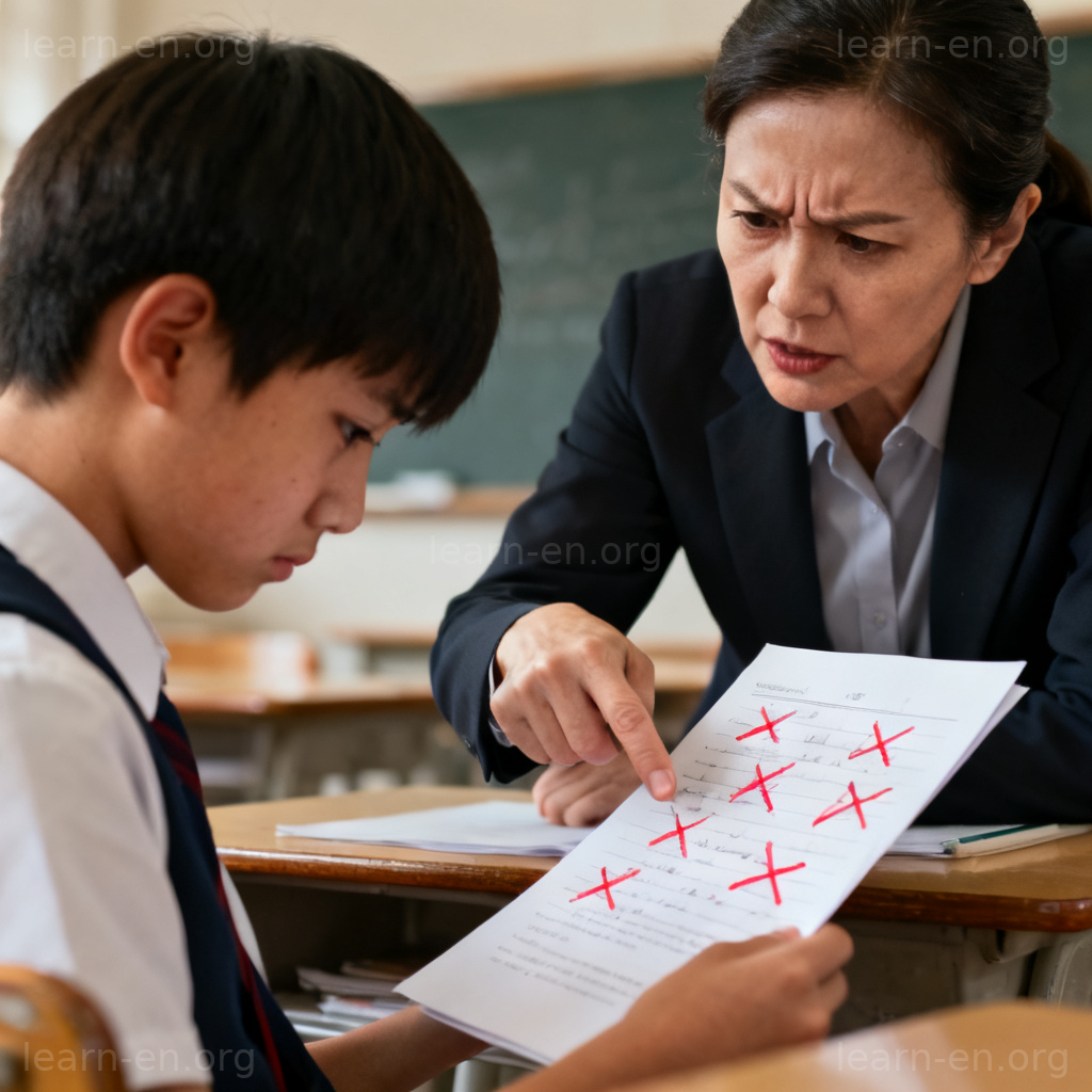 harsh 严厉含义图解：老师严厉批评学生