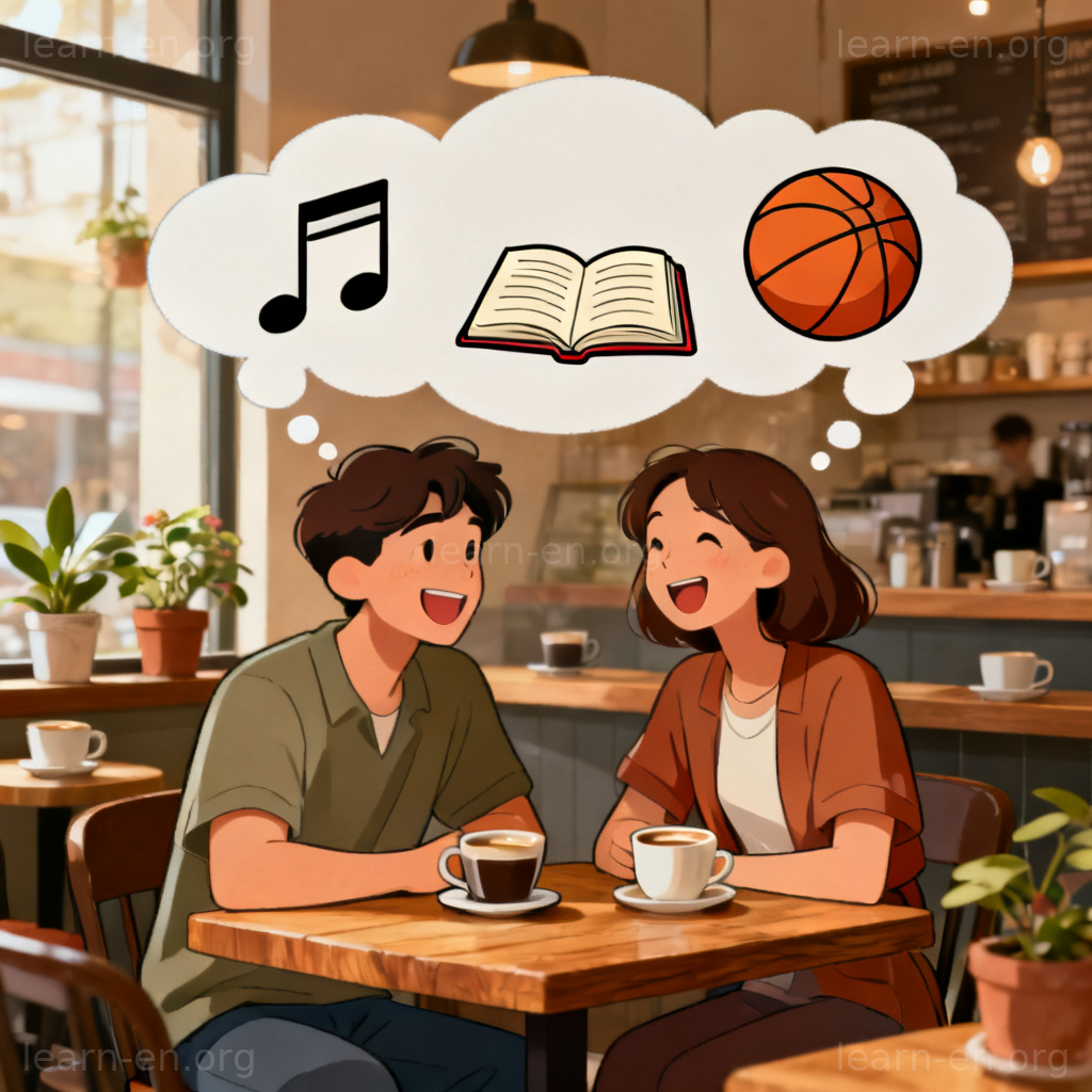 have a lot in common 图解：两人在咖啡馆分享共同爱好