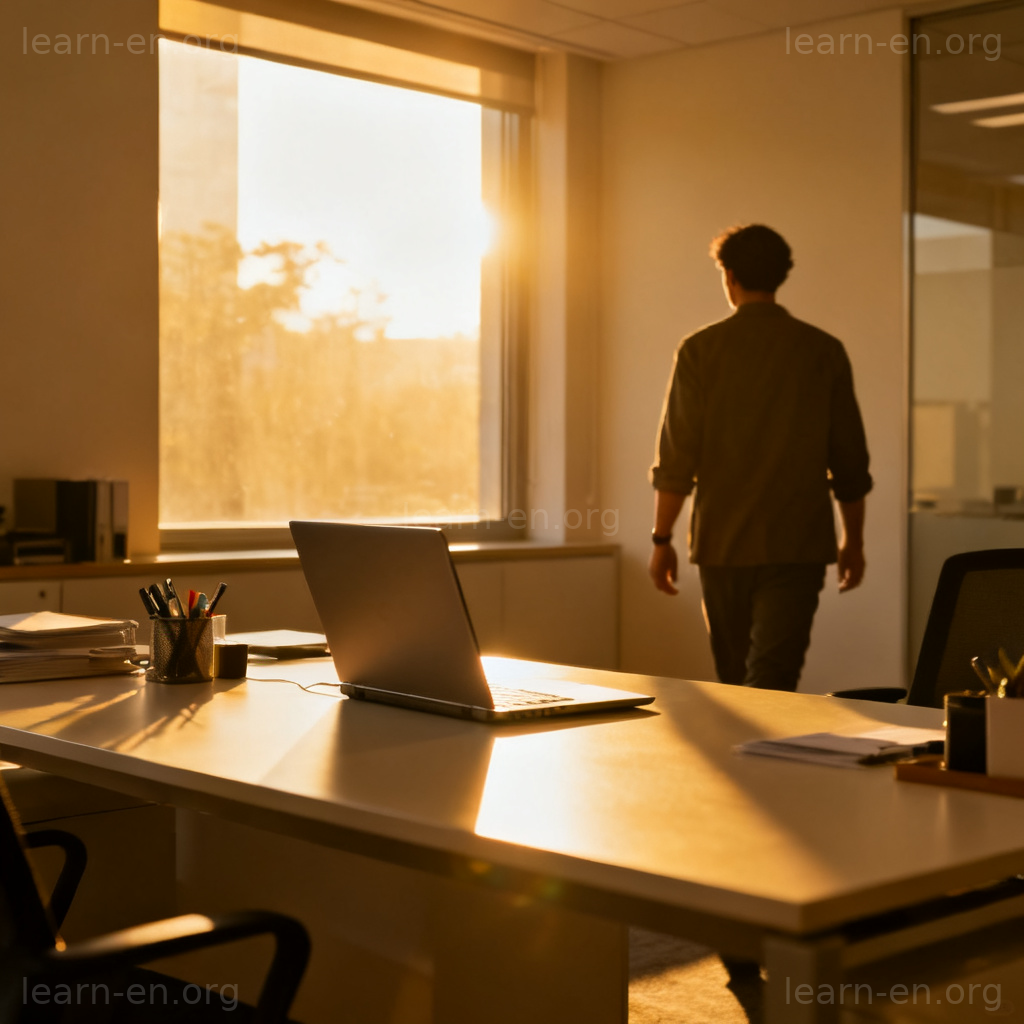 head back to the desk 图解：人物返回整洁办公桌的工作场景