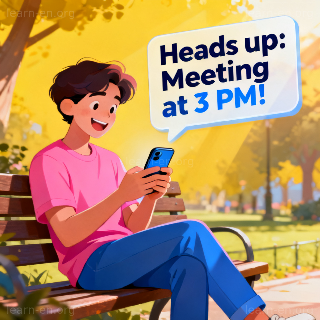 Heads Up 短语图解：手机弹出提醒会议信息的生动场景