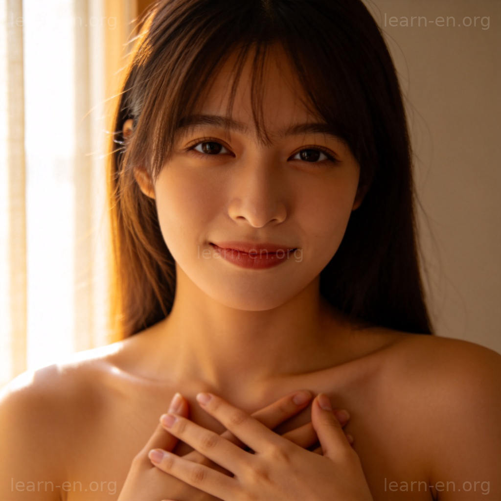 heart 内心含义图解：手抚胸口表达真挚情感的场景