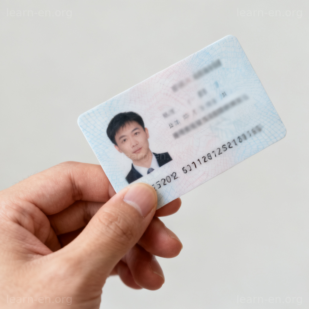 identity 身份含义图解：手持身份证的特写照片