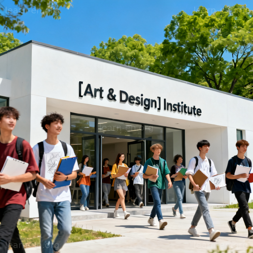 institute 学院场景图解：现代艺术学院大楼与学生